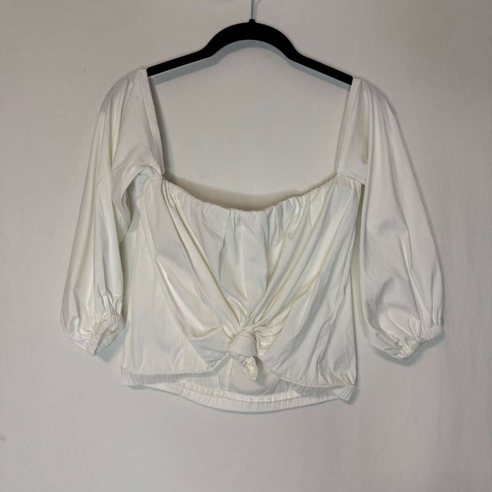 7 For All Mankind White Long Sleeve Knot Crop Top Size XS